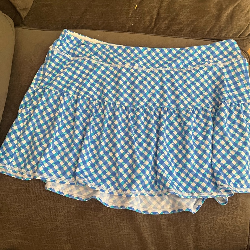 Lilly XL Luxletic Blue patterned skort with privacy shorts